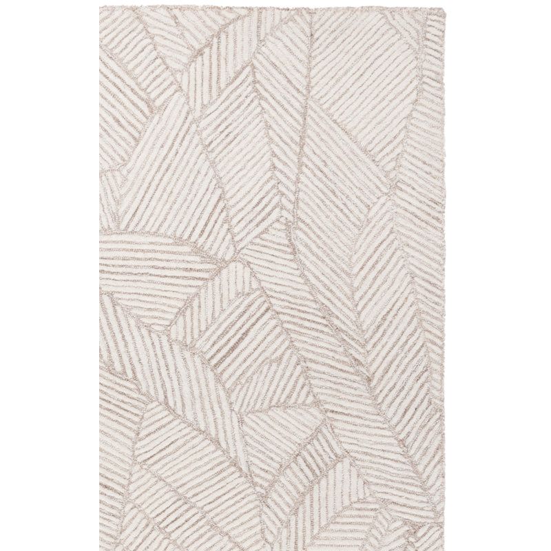 Tapis beige / ivoire en laine touffeté à la main Analysia, Rectangulaire 3 pi x 5 pi
