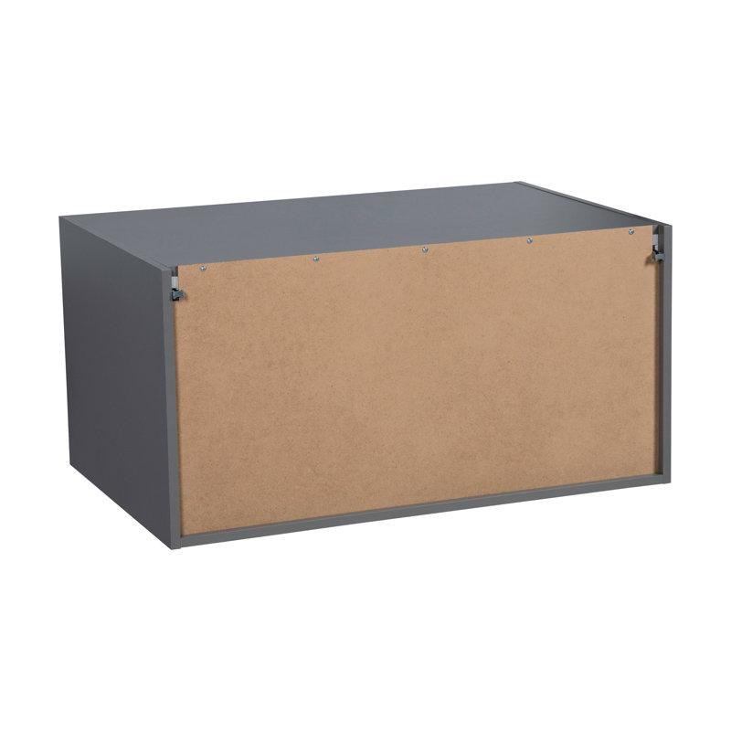 Armoire murale 24 po x 15 po - Double porte - Avec porte en teck naturel, H 15 po x l 24 po, Blanc mat