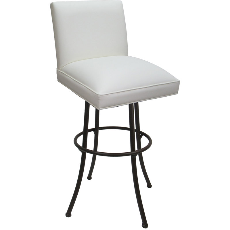 Vinyle, White Seat/Brown Frame, Bar Stool (34” Seat Height)