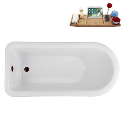 58" Streamlin Clawfoot Tub,Tray,Drain, Clawfeet