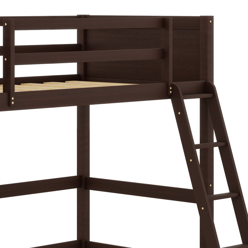 Lit mezzanine en bois avec échelle, Espresso