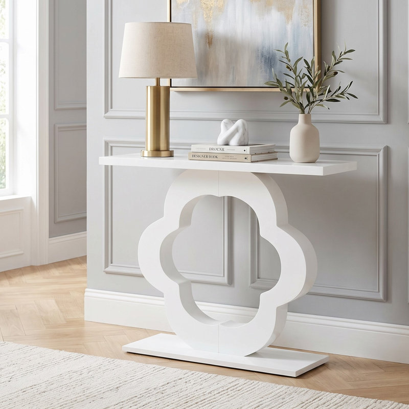 39.4-Inch White Modern Console Entryway Table