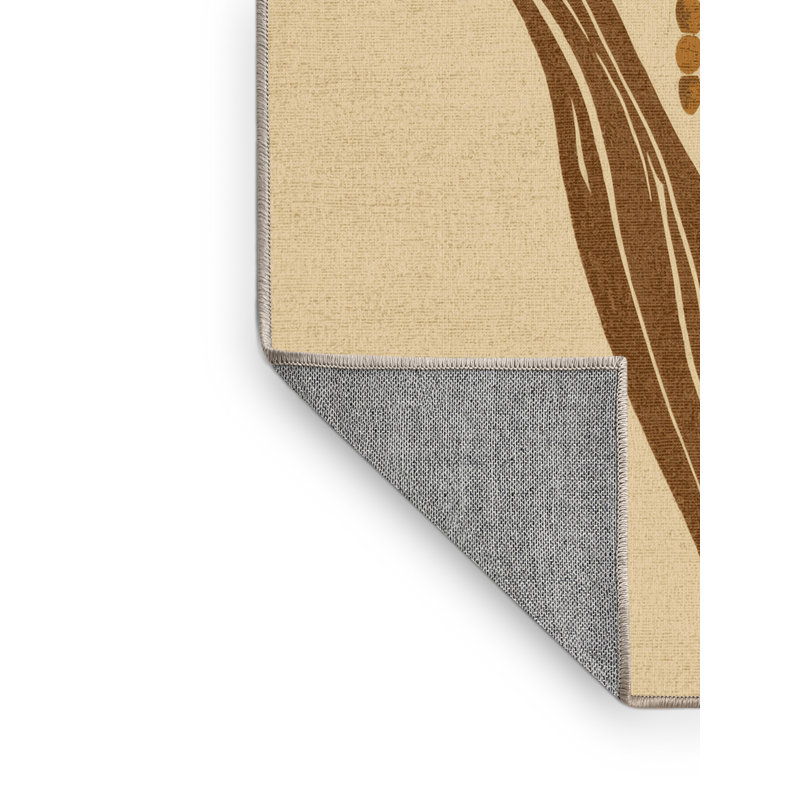 Machine Washable Dyal Thanksgiving Modern & Contemporary Abstract Rug in Brown – Beige Binding, 7x10