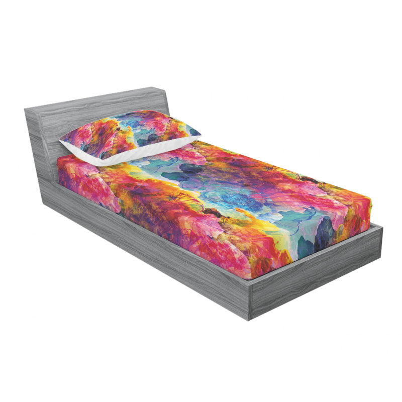 Microfiber Abstract Sheet Set, Twin XL Sheet Set with Fitted Sheet