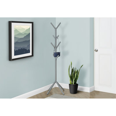 Portemanteau, portemanteau, autoportant, 8 crochets, vestibule, h 70 po, chambre à coucher, métal gris, contemporain, moderne