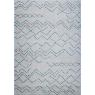 Jacoby Chevron Ivory/Green Area Rug