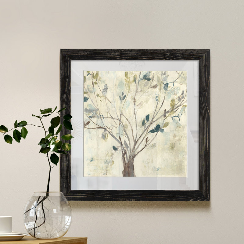 Arbre de bleu II, reproduction d’art encadrée, Blanc, H 17 po x l 17 po x P 1,5 po, Papier encadré noir
