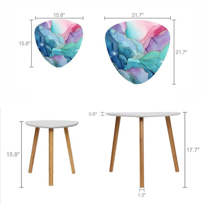 Ensemble de 2 tables basses gigognes Triangle, Pink/Blue/Purple