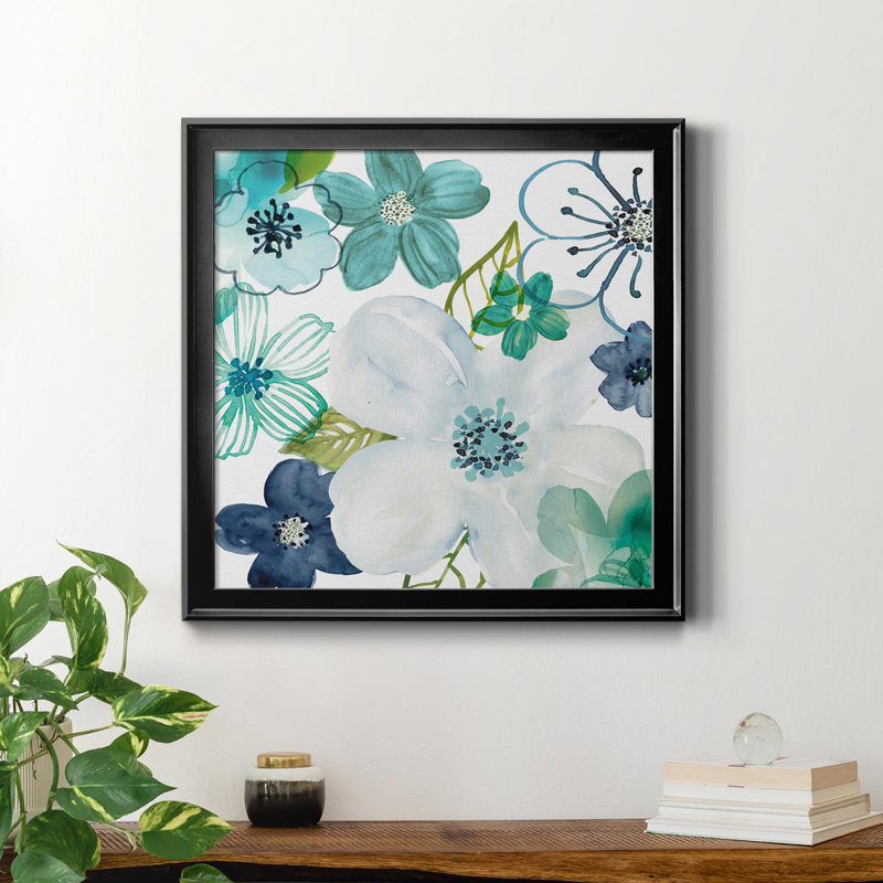 Layers of Summer II - Toile encadrée de qualité supérieure - prête à être accrochée, Noir, H 34,5 po x l 34,5 po x P 1,5 po
