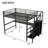 Full-Size Metal Loft Bed with Desk, Storage Staircase, Built-in Wardrobe, and Adjustable LED Lighting