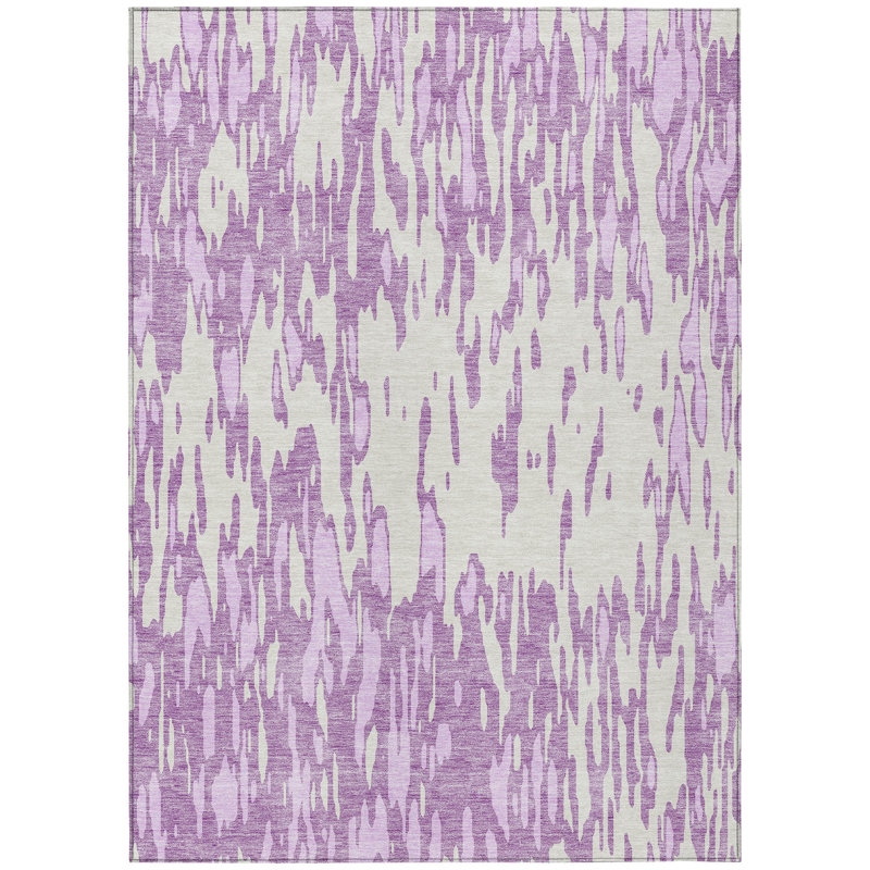 Tapis intérieur lavable abstrait lavande et ivoire 3 pi x 5 pi