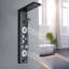LED Bathroom Shower Panel Column Tower Mixer Taps Body Jets Waterfall Rain Black