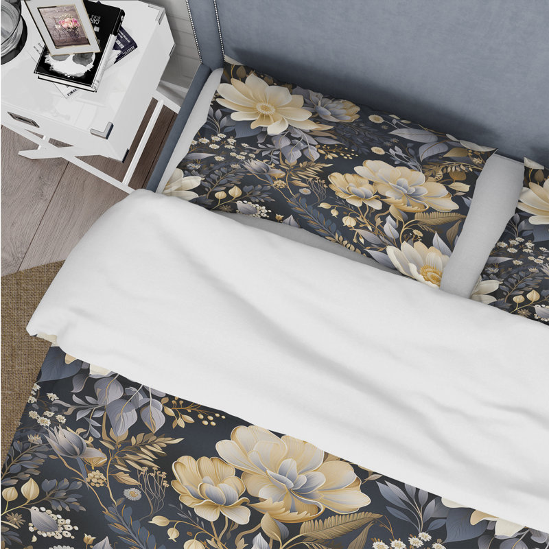 Ensemble de housse de couette Enchanted Garden Botanical Pattern, Housse de couette pour grand lit et 2 taies décor