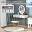 Nutt Dressing Table with Mirror and Stool with LED Lights 2 Drawers White