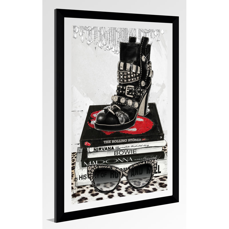 «Rock on», reproduction d'art, H 39,5 po x l 27,5 po x P 0,75 po, Acrylique avec cadre noir