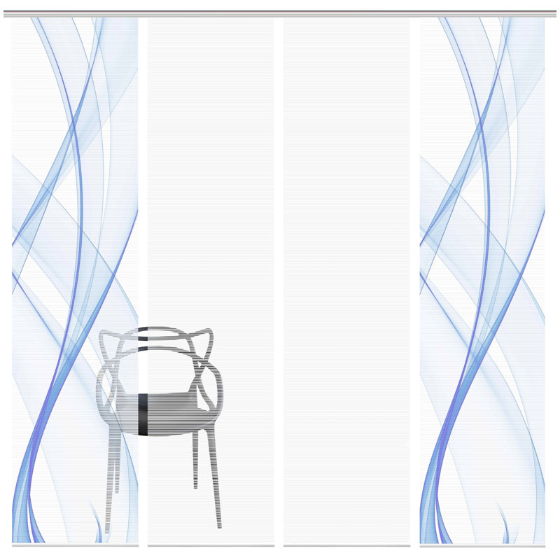 Semi Sheer Sliding Panel, Blue / White / Grey