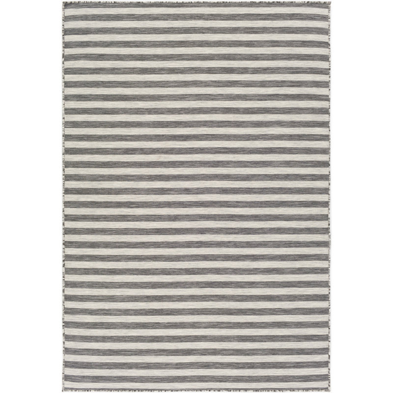 Grey Modern Outdoor Rug, Striped Stain Resistant Easy to Clean Rug For Patio, Balcony, Decks & Garden, Rectangle 200 x 275 cm