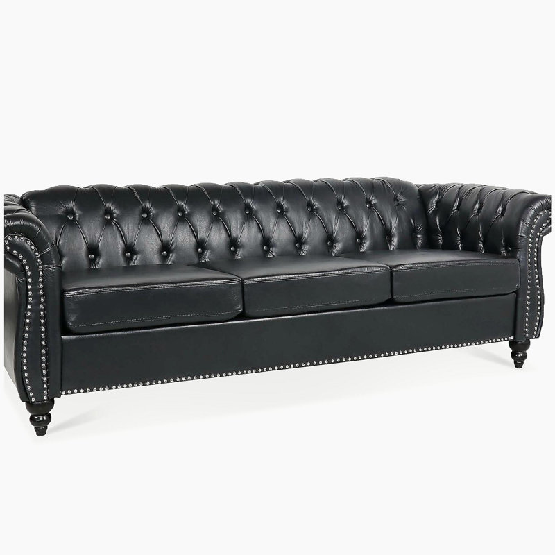 Canapé Chesterfield 84,65 po., Noir