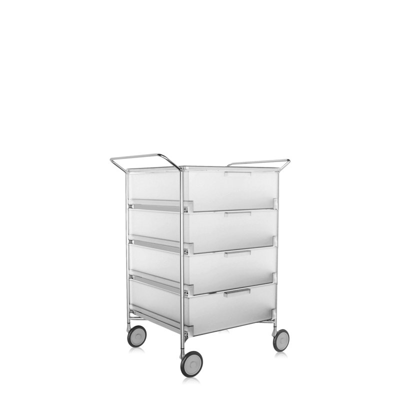 Mobil Storage Drawer, Translucent Ice, 4 Drawers with Open Shelf and Wheels
