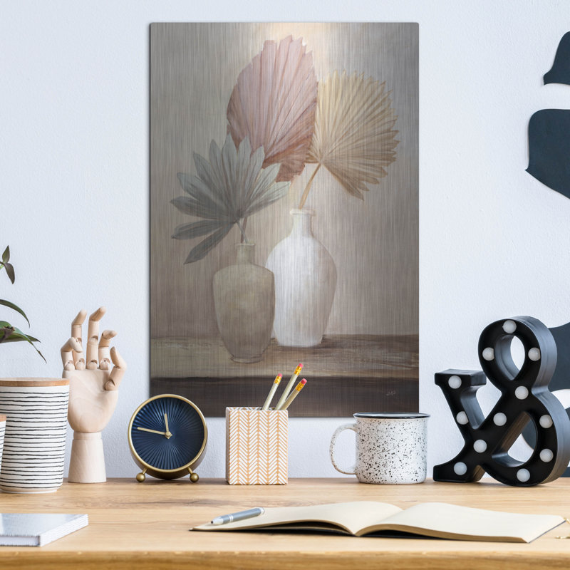 «Sun Palms Still Life 1» par Julia Purinton, art mural en métal, H 16 po x l 12 po