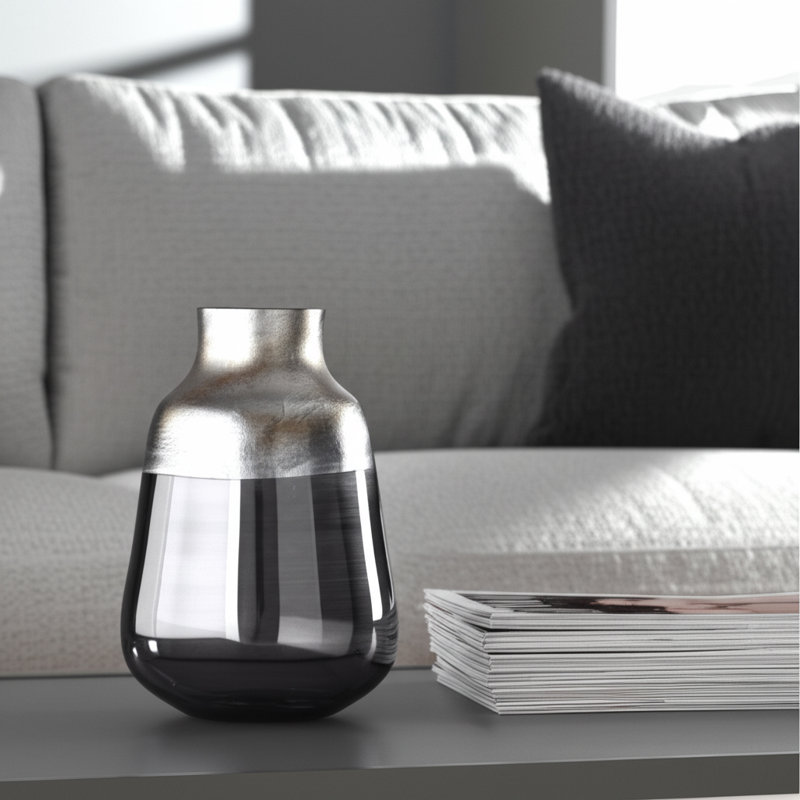 Vase Modern Glam, H 15 po x l 7 po x P 7 po, Gris/argent, Cylindre