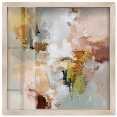«Swirl of Joy I Shadowbox Print» par Art Remedy, cadre blond, 41 x 41