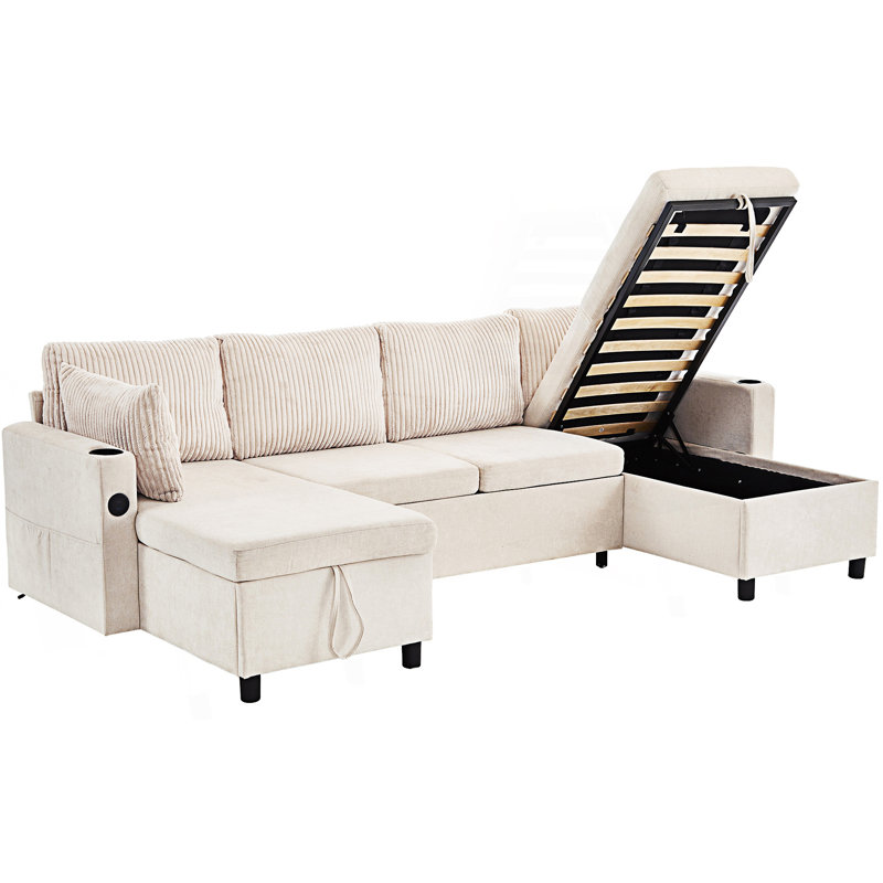 Canapé modulaire, canapé-lit escamotable, canapé-lit polyvalent avec grand espace de rangement