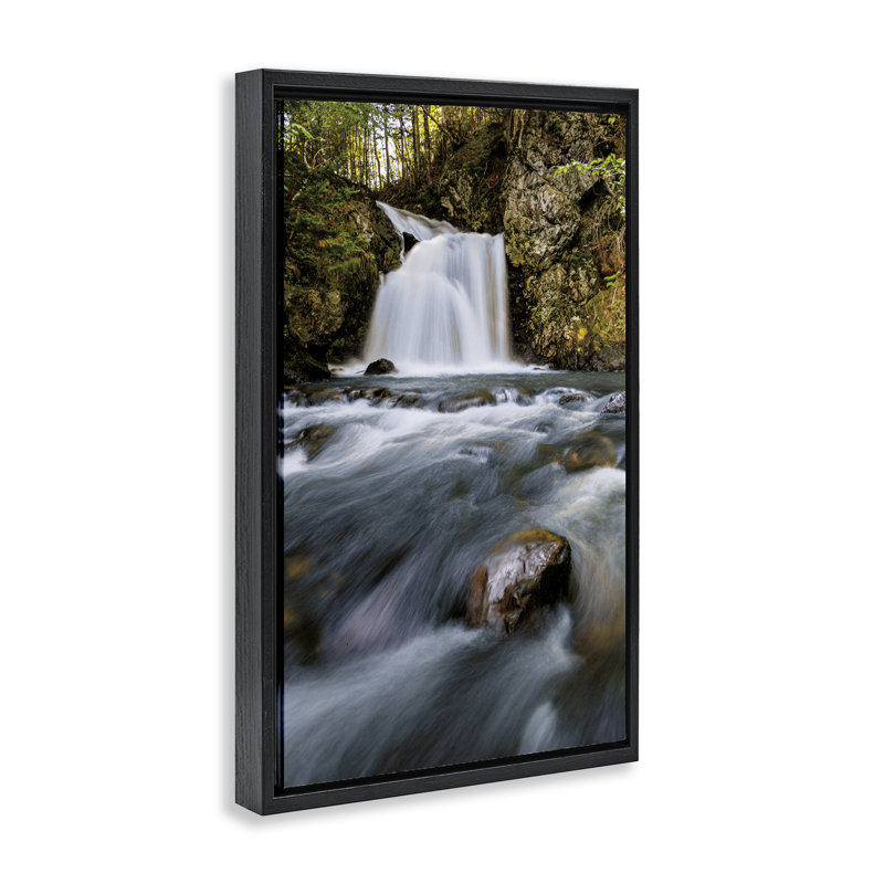 Cadre flottant en cascade d'eau fraîche, design par Sean Greenough, Cadre flottant noir de jais, H 25 po x l 17 po