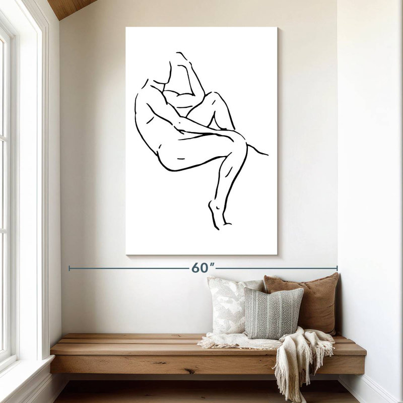 Leisha, dessin du corps de l'homme II - noir et blanc, H 51 po x l 34 po