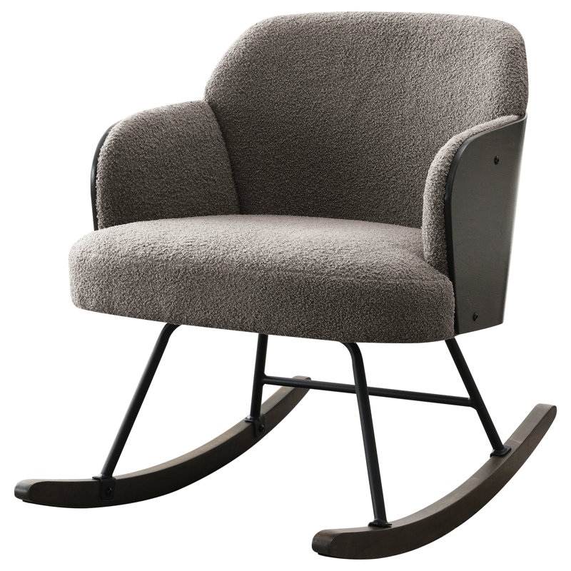 Chaise berçante rembourrée Muthu Boucle, Gris