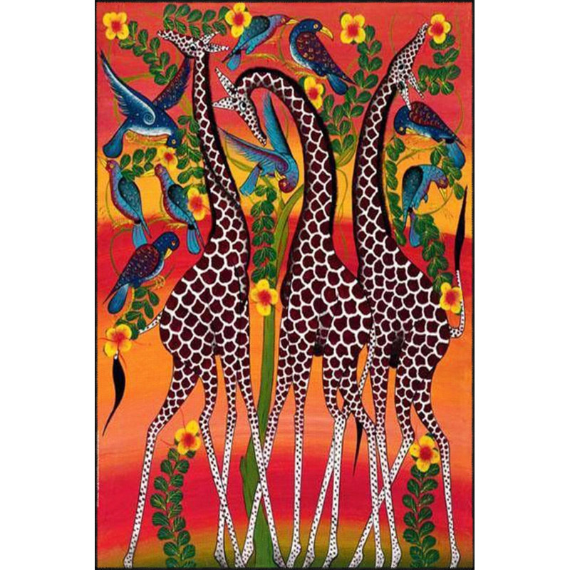 Tapis tissé avec motif de girafe, Rectangle 2 pi 4 po x 4 pi