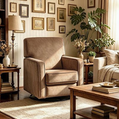 Fauteuil inclinable pivotant standard en tissu doux de 29,9 po de largeur Osmon