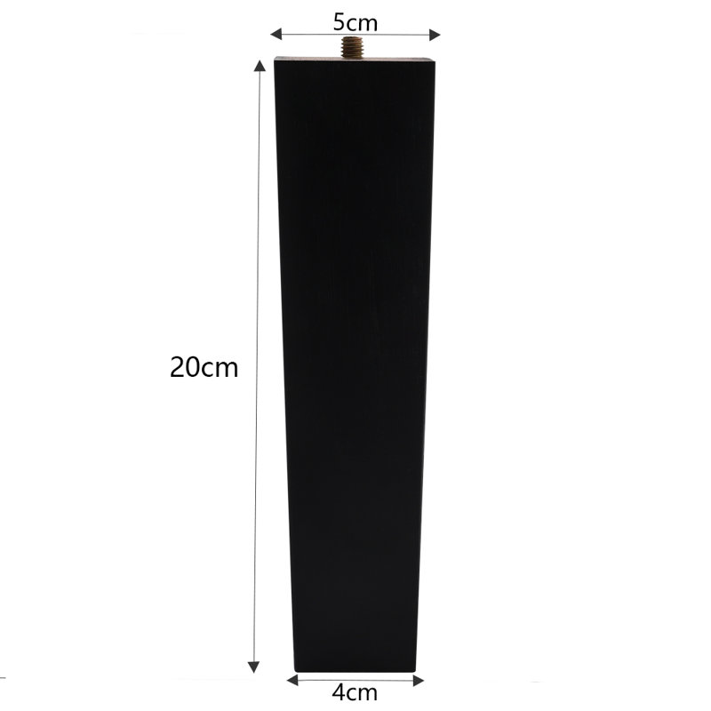 Venezia Solid Wood Table Leg, Black, 20cm H x 5cm W x 5cm D