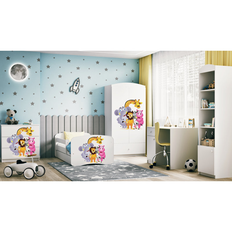 Cicero Drawer Convertible Bed and Mattress, White, European Toddler (80 x 160 cm)