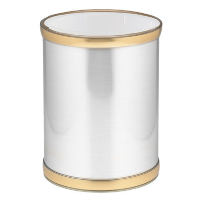 Ensemble de 2 pièces: poubelle ronde avec doublure en chrome brossé 8 pte