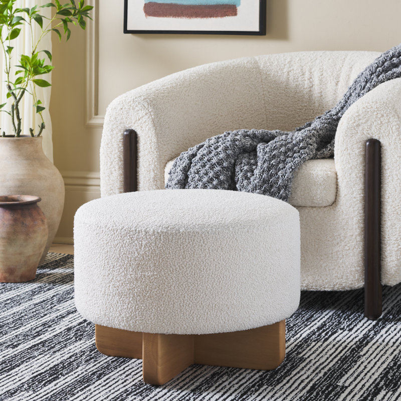 Lathierio Upholstered Ottoman, Natural