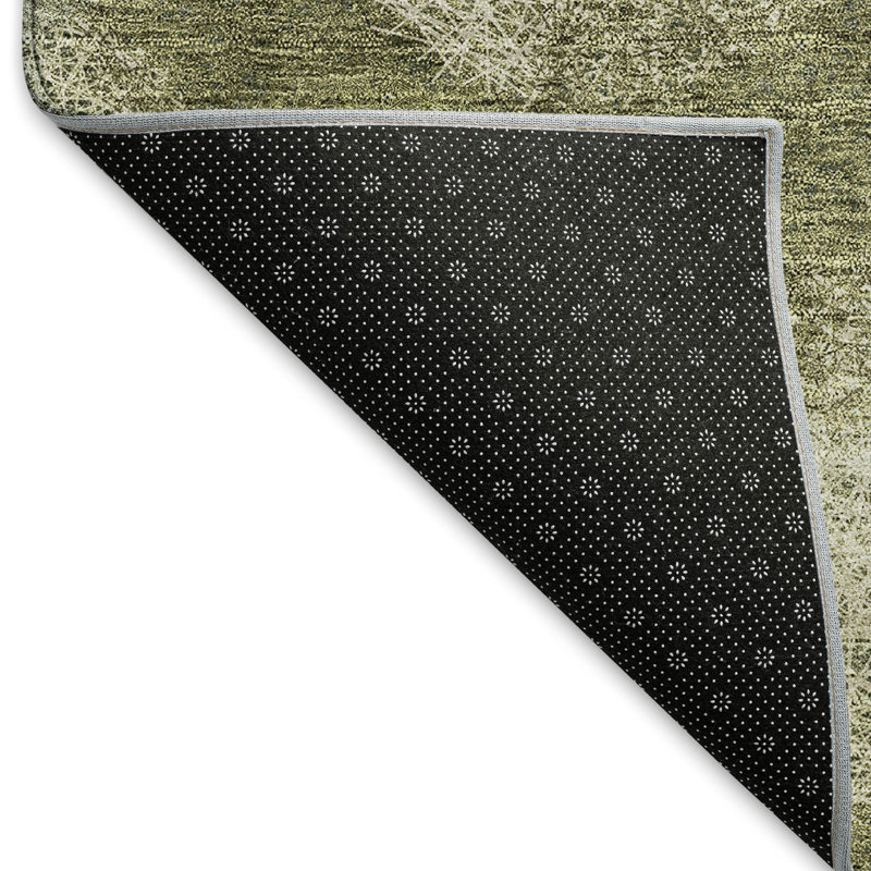 Tapis vert Prisco lavable à la machine de qualité supérieure, Rectangulaire 8 pi x 10 pi