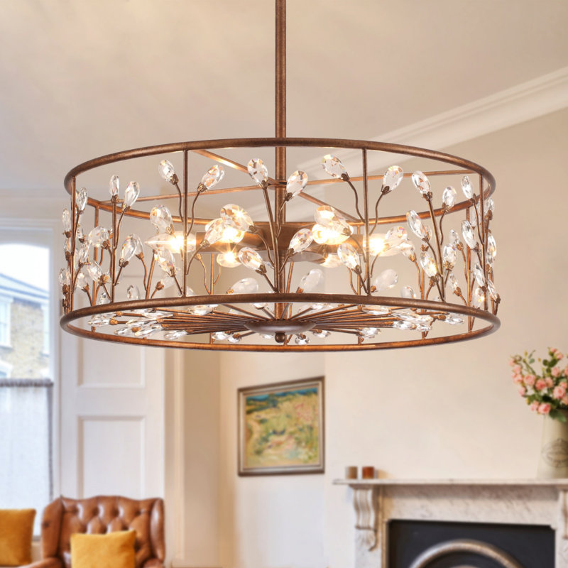 Lustre tambour en bronze 6 lumières Phillipston