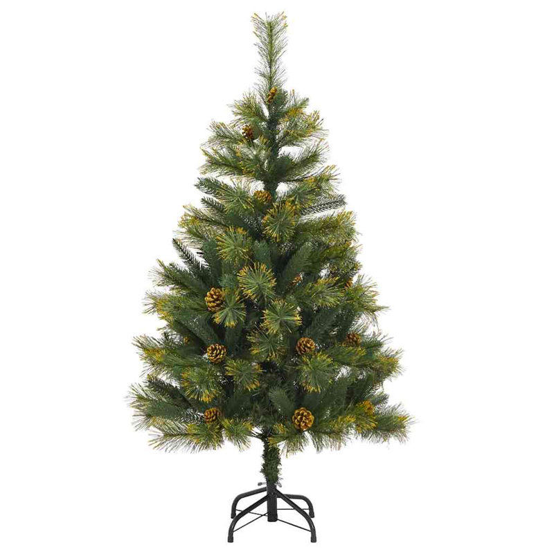 Artificial Hinged Christmas Tree with Cones, Pink, 4.92' H
