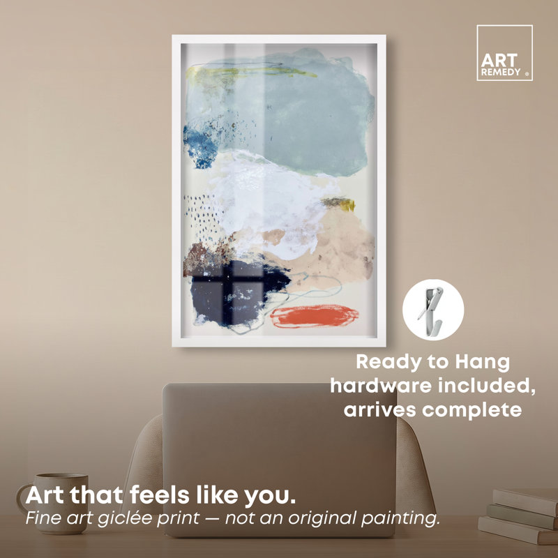Estampe sous verre « Tidal Scrape », art abstrait côtier par Art Remedy, cadre blanc, 16 x 24, H 25 po x l 17 po, Cadre blanc