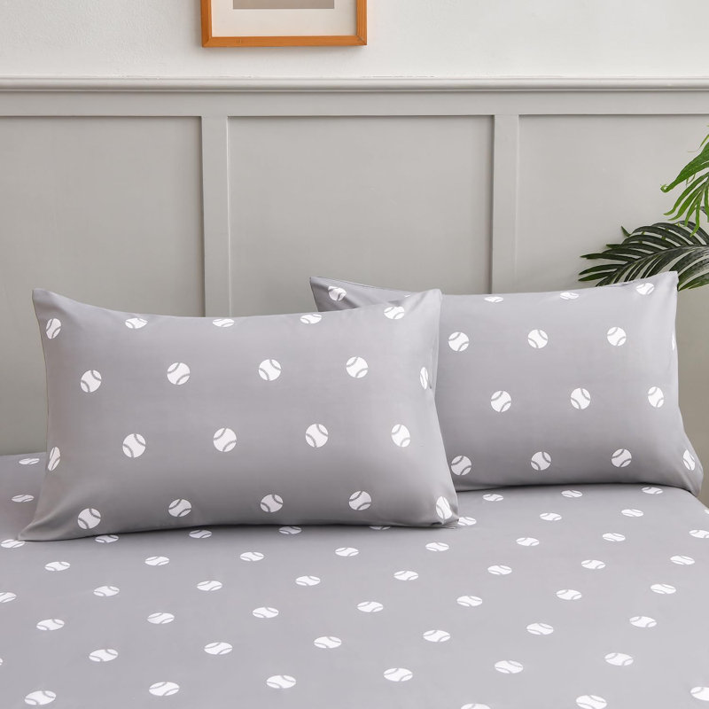 Kids/Teens Sports Fitted Sheet, 2-Pack – 2 Fitted Sheets + 4 Pillowcases (No Flat Sheet), Twin Extra Long