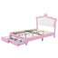 Full Size Upholstered Platform Bed With Led & Storage, Pink White Modern Style Headboard Pink+white