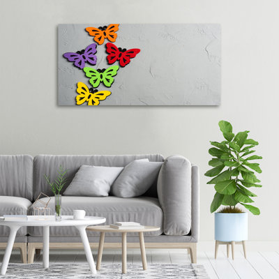 Colourful Butterflies - No Frame Print on Canvas