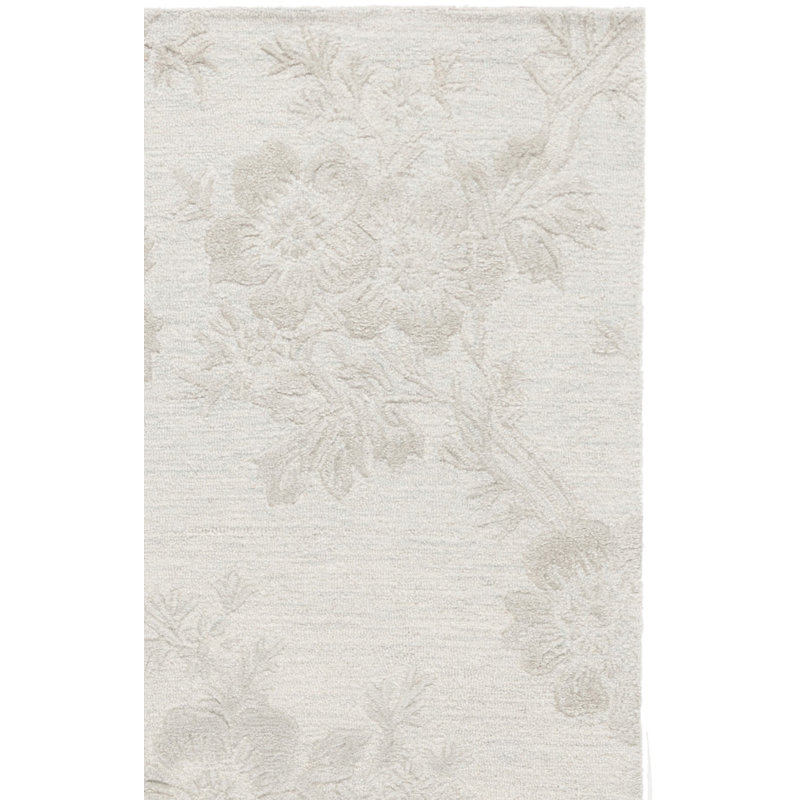 Glamour 151 Hand Tufted Wool/Cotton/Viscose Floral Rug in Light Green, Rectangle 4' x 6'