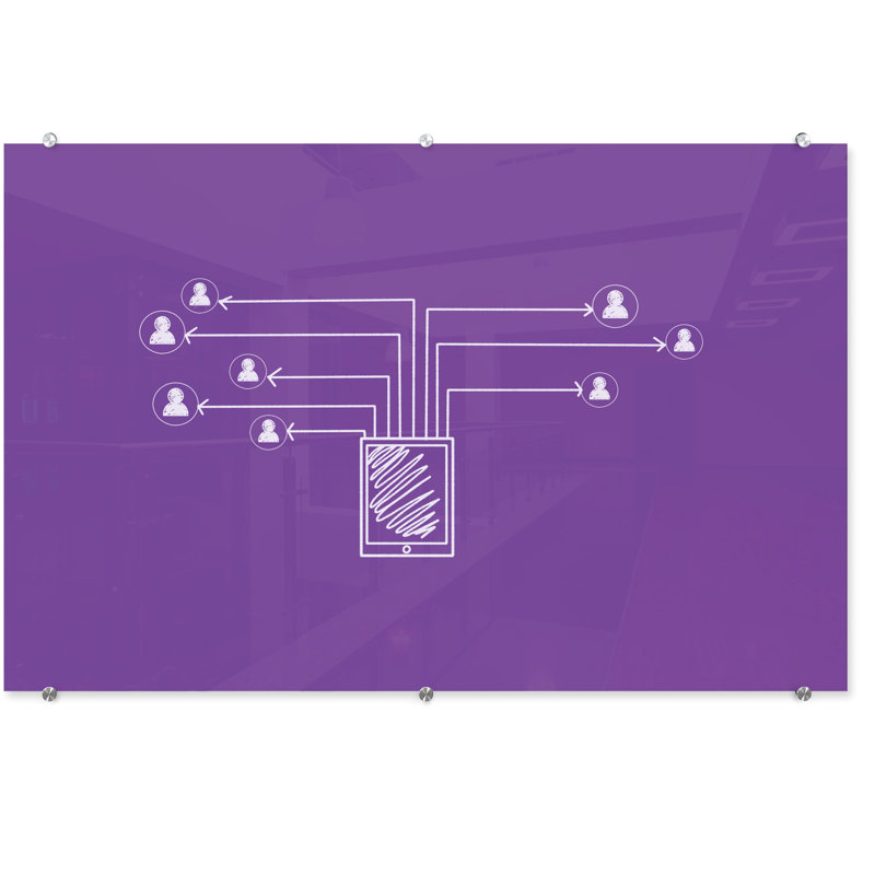 Tableau effaçable mural en verre Visionary, H 35,43 po x L 47,24 po, Mauve