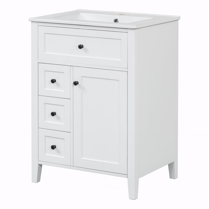 Meuble-lavabo de salle de bain avec lavabo, Blanc