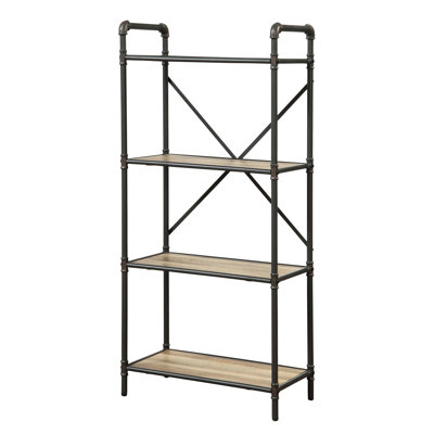 Bibliothèque 4 pièces au style distinctif de style chêne antique et gris sable