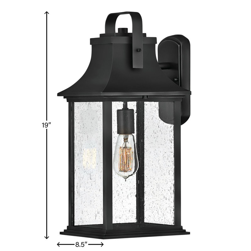 Grant Outdoor Wall Lantern, Black, 19" H x 8.5" W x 9.5" D