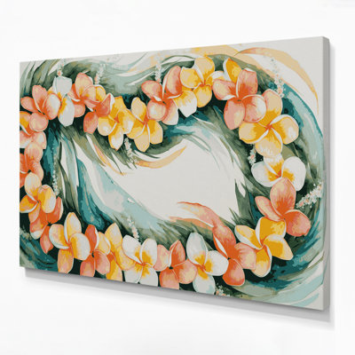 Hawaiian Plumeria Chain Beige Canvas Wall Art