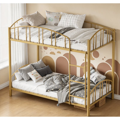Twin Over Twin Bunk Bed with Ladder & Guardrail, Metal Bed Frame, Heavy Duty Sturdy Bunk Beds
